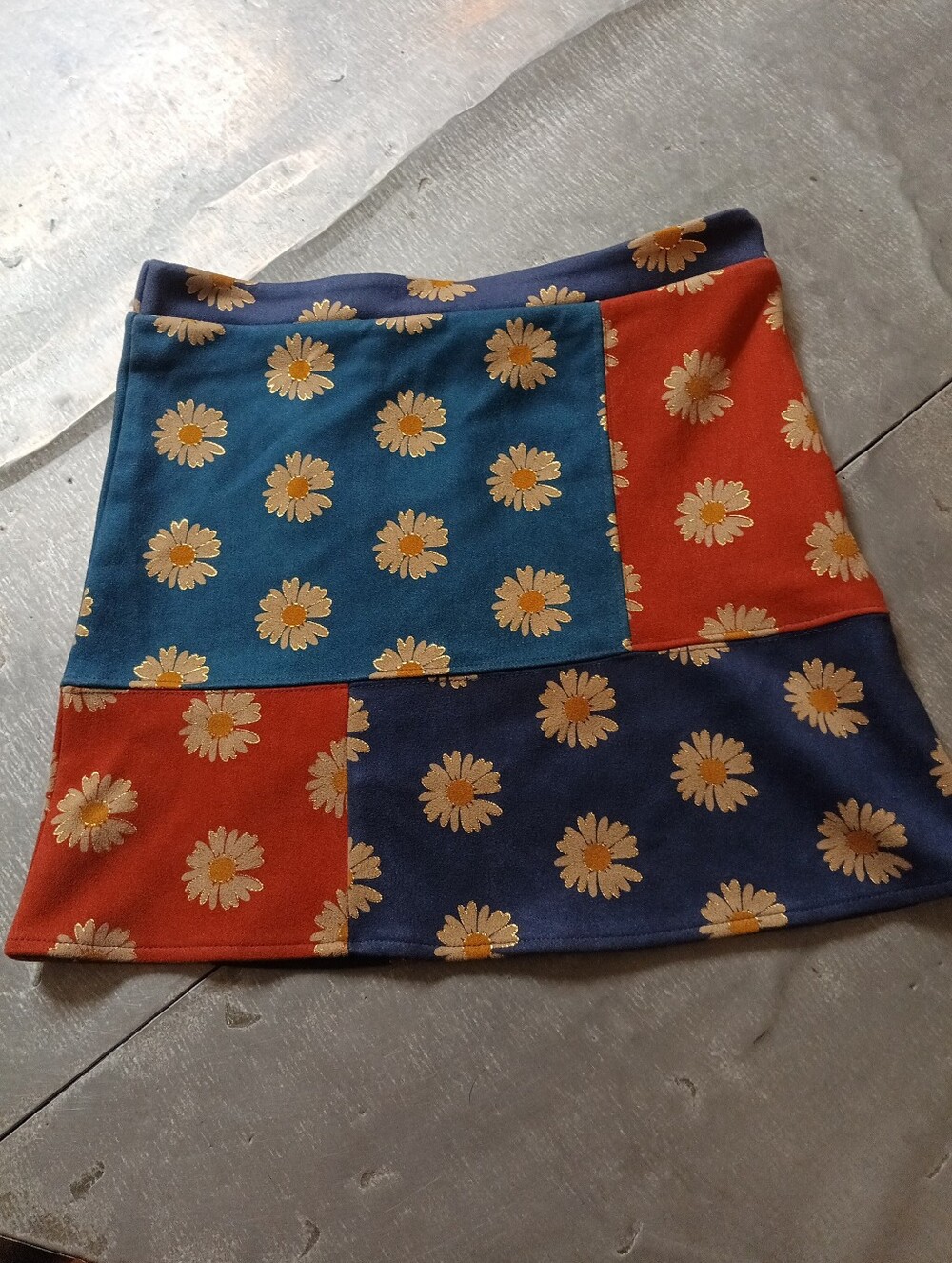 Kidpik Girls Patchwork And Daisy Skirt Elastic Waistband Size Large/12